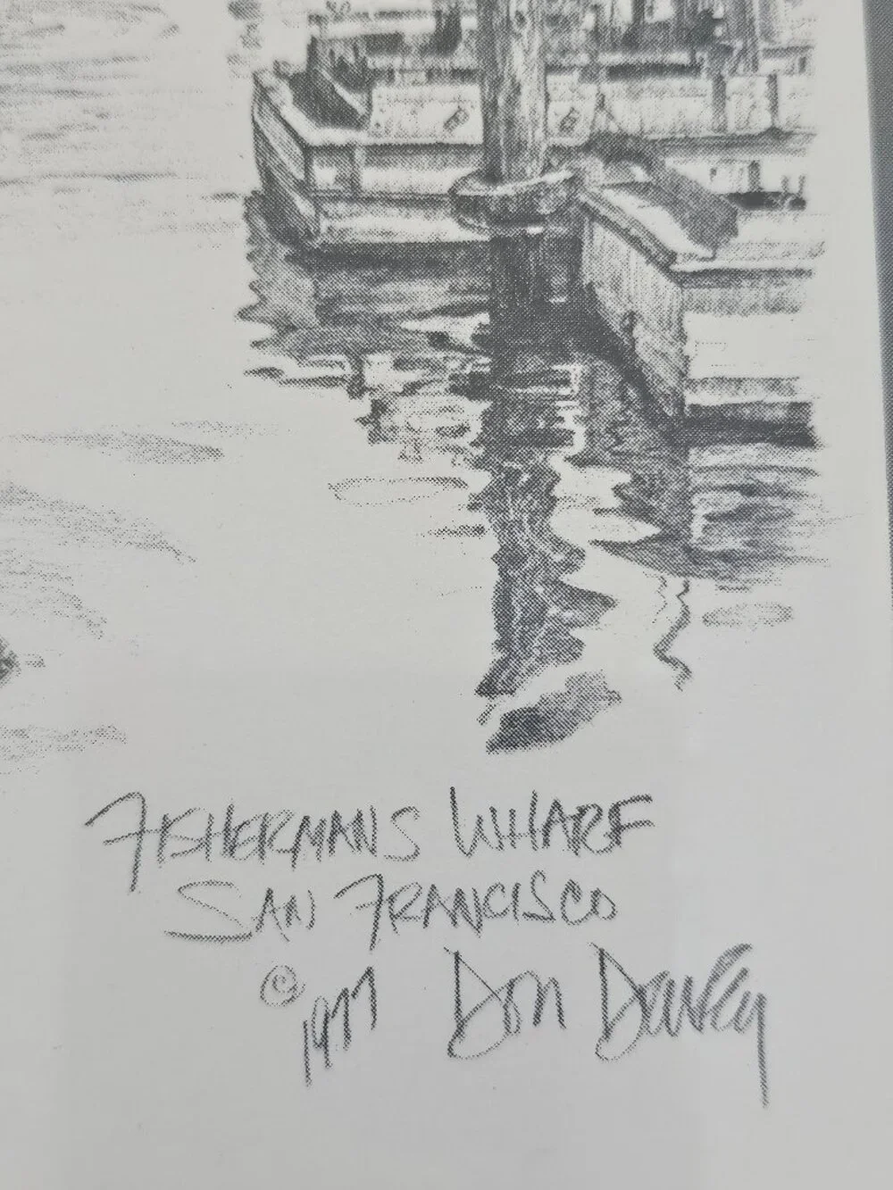 Vintage 1977 Don Davey Fisherman's Wharf San Francisco Signed Lithograph Framed